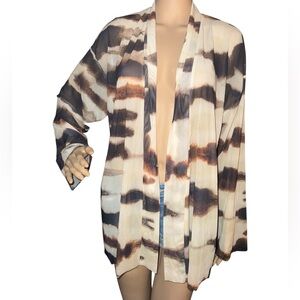Zara Earthy Tie-Dye Top Cover Cardigan Swimsuit cover